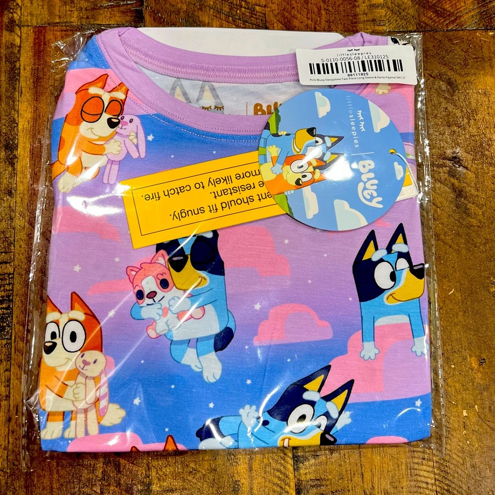 NWT Little Sleepies Pink Bluey Sleepytime Long Sleeve Pajama Set - 3T